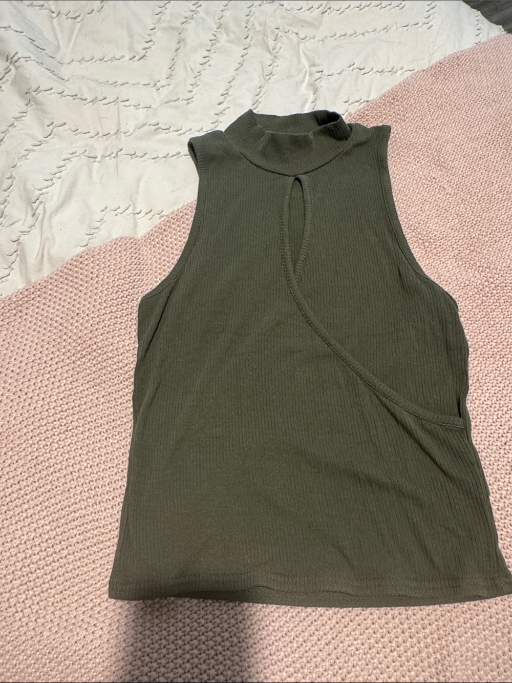 Aeropostale Olive Green Ribbed Mock Neck Tank